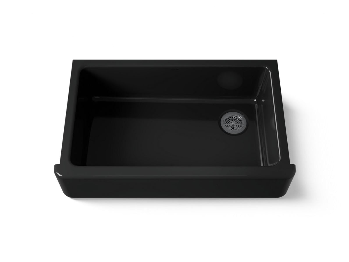 KOHLER K-6489-7 Whitehaven 35-3/4" Undermount Single-Bowl Farmhouse Kitchen Sink - Black Black