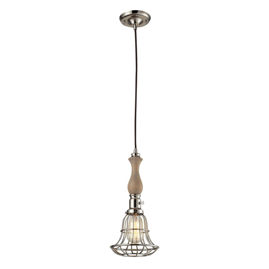 ELK SHOWROOM 65147-1 1 light wood pendant in Polished Nickel