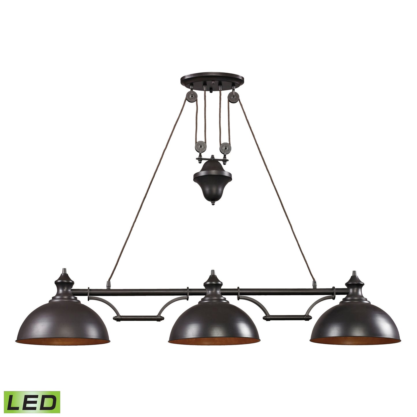 ELK SHOWROOM 65151-3-LED Farmhouse 56'' Wide 3-Light Linear Chandelier - Oiled Bronze