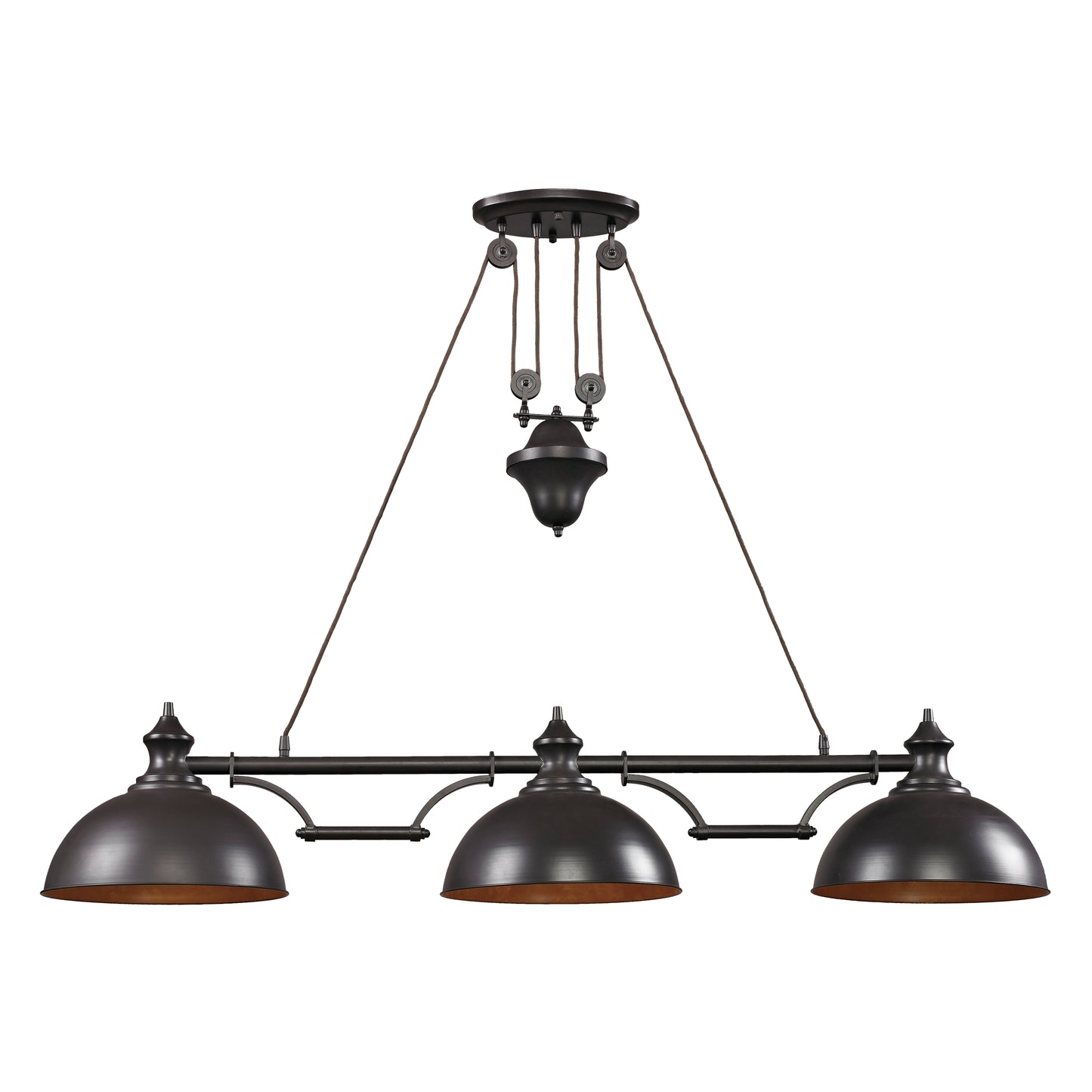 ELK SHOWROOM 65151-3 Farmhouse 56'' Wide 3-Light Linear Chandelier - Oiled Bronze