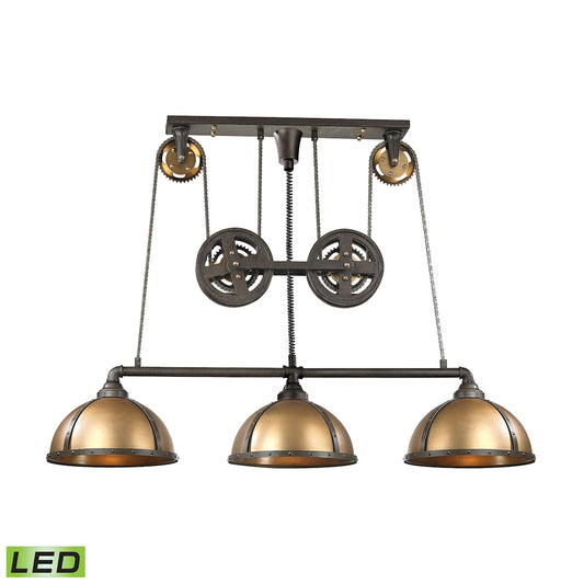 ELK SHOWROOM 65152/3-LED Torque 62'' Wide 3-Light Linear Chandelier - Vintage Rust