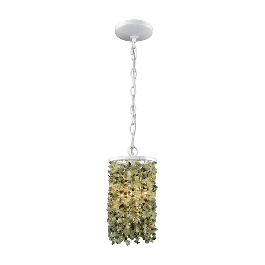 ELK SHOWROOM 65325/1-LA Agate Stones 1-Light Mini Pendant in Off-white with Light Jade Agate Stones - Includes Adapter Kit