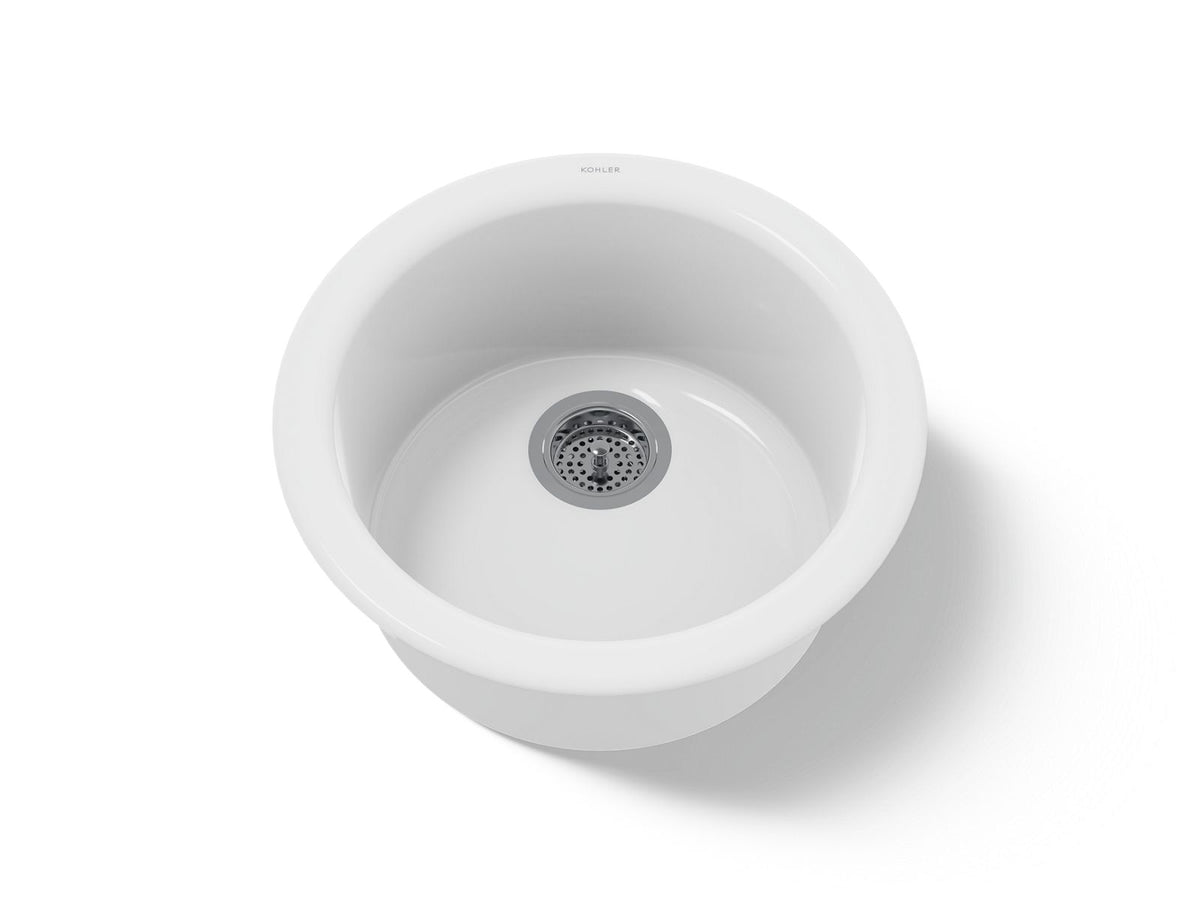 KOHLER K-6565-0 Porto Fino 18-1/2" Top-/Undermount Single-Bowl Bar Sink - White