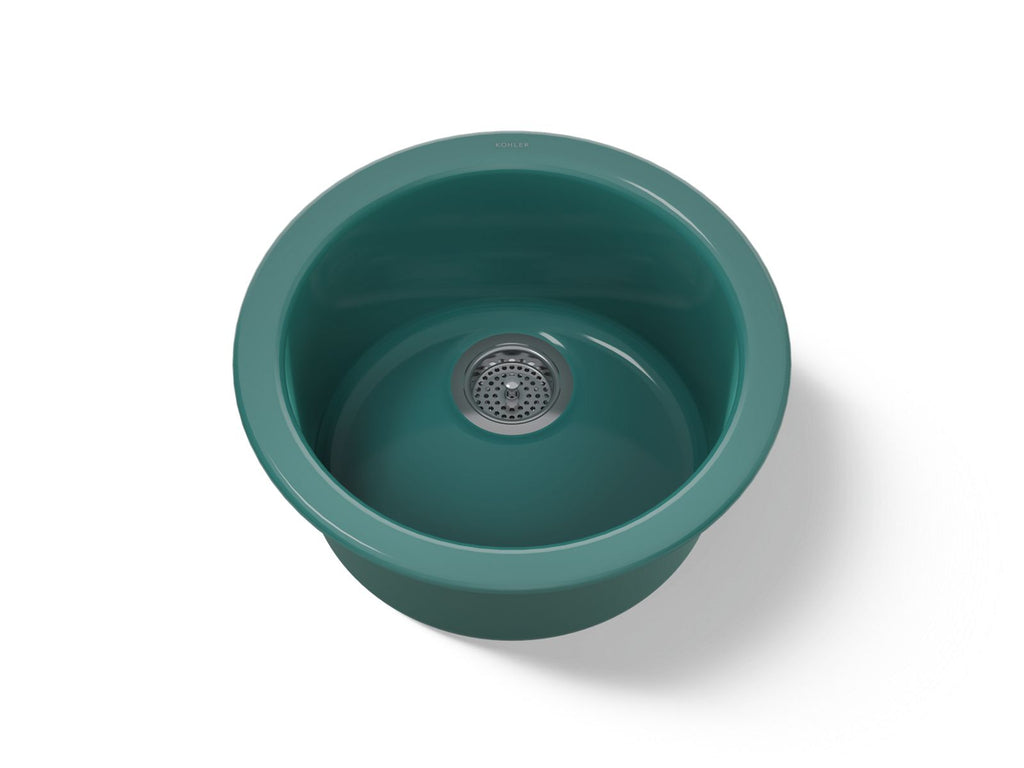 KOHLER K-6565-17 Porto Fino 18-1/2" Top-/Undermount Single-Bowl Bar Sink - Teal