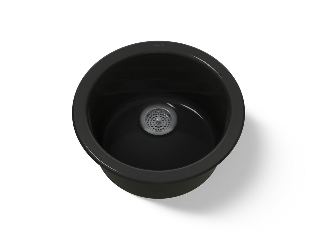 KOHLER K-6565-7 Porto Fino 18-1/2" Top-/Undermount Single-Bowl Bar Sink - Black Black
