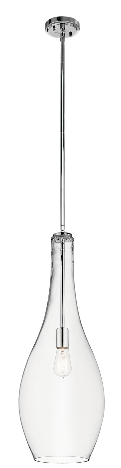KICHLER 42475CHCLR Everly 29.5" 1 Light Teardrop Pendant Clear Glass Chrome