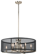 KICHLER 43715PN Titus 9.75" 8 Light Chandelier With Black Mesh Shade In Polished Nickel