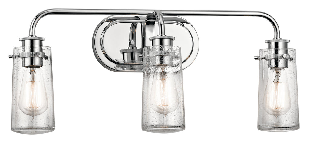 KICHLER 45459CH Braelyn 24" 3 Light Vanity Light With Clear Seeded Glass Chrome