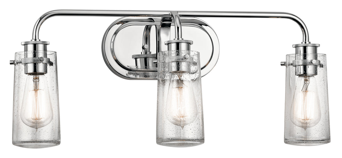 KICHLER 45459CH Braelyn 24" 3 Light Vanity Light With Clear Seeded Glass Chrome