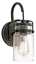 KICHLER 45576OZ Brinley 11.5 Inches 1 Light Wall Sconce With Clear Glass Olde Bronze