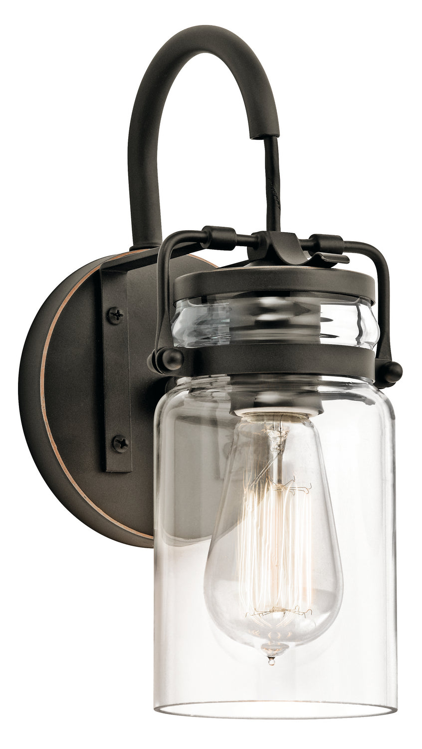KICHLER 45576OZ Brinley 11.5 Inches 1 Light Wall Sconce With Clear Glass Olde Bronze
