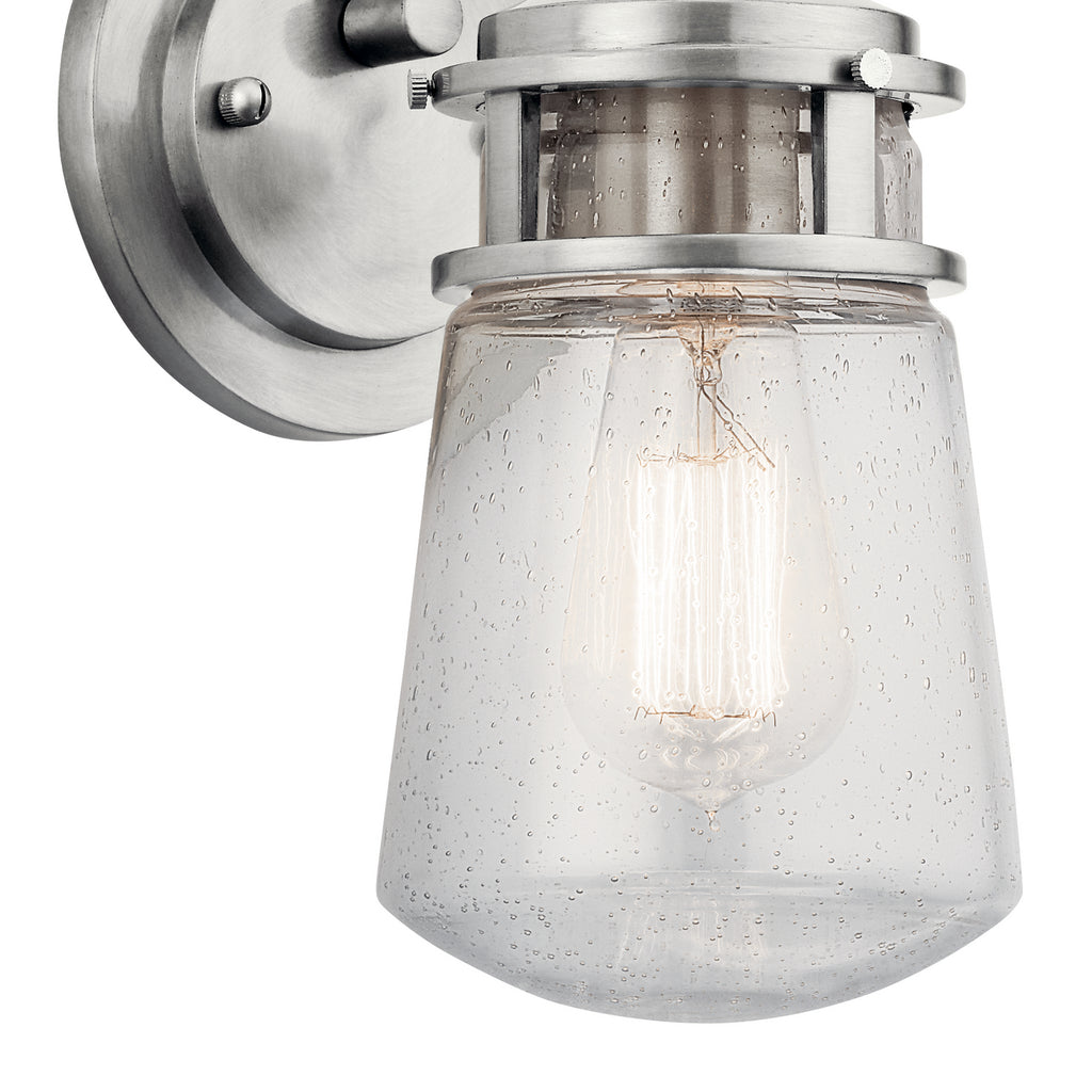 KICHLER 49444BA Lyndon 11.25" 1 Light Wall Light With Clear Seeded Glass Brushed Aluminum