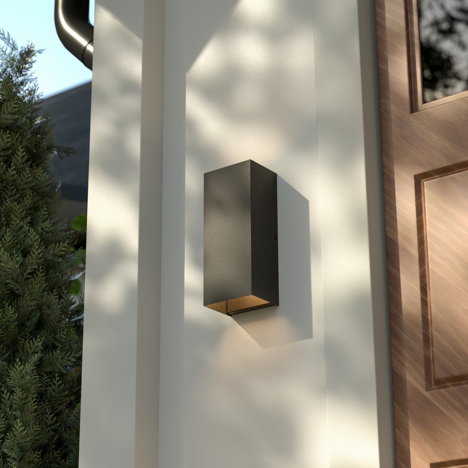 KICHLER 49551BKTLED Walden 12" Led Outdoor Wall Light With Clear Tempered Glass With Inside Etch And Textured Black