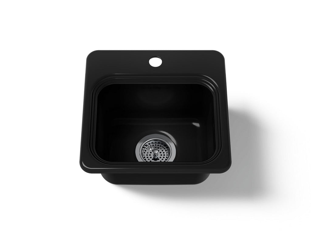 KOHLER K-6579-1-7 Northland 15" Top-Mount Single-Bowl Bar Sink - Black Black