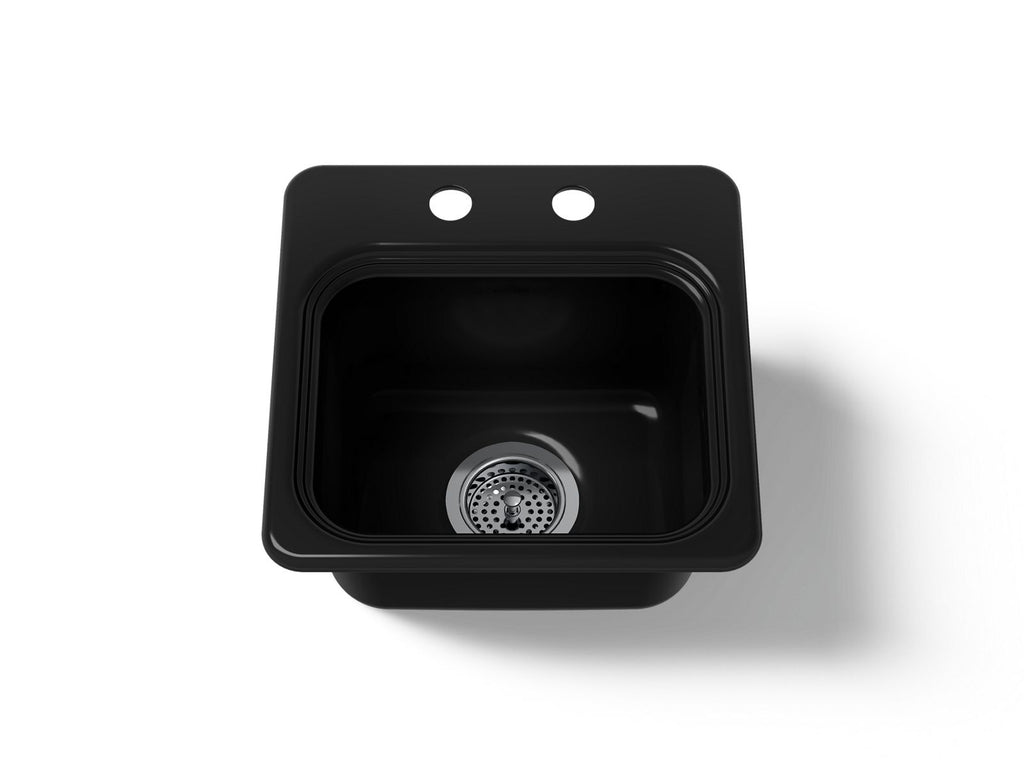 KOHLER K-6579-2-7 Northland 15" Top-Mount Single-Bowl Bar Sink - Black Black