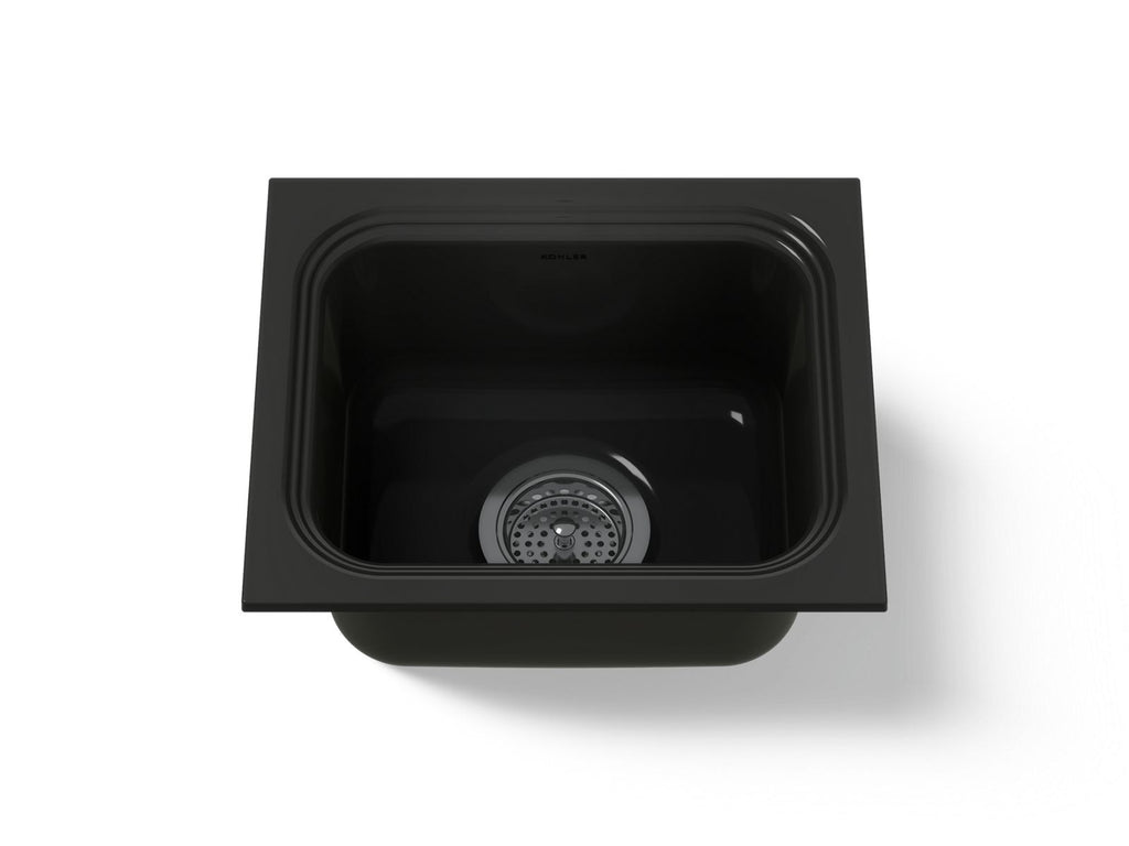 KOHLER K-6589-U-7 Northland 15" Undermount Single-Bowl Bar Sink - Black Black