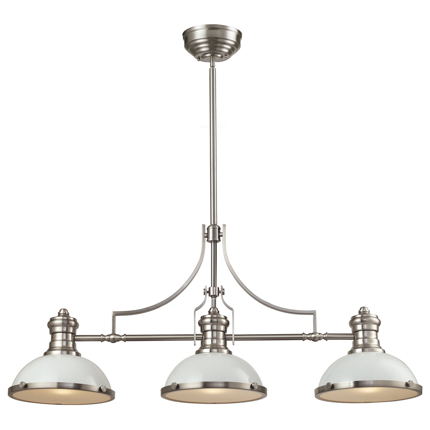 ELK SHOWROOM 66165-3 Chadwick 47'' Wide 3-Light Linear Chandelier - Satin Nickel with Gloss White