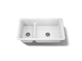 KOHLER K-6625-0 Iron/Tones Smart Divide 33" Top-/Undermount Double-Bowl Kitchen Sink - White