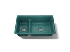KOHLER K-6625-17 Iron/Tones Smart Divide 33" Top-/Undermount Double-Bowl Kitchen Sink - Teal