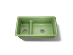 KOHLER K-6625-34 Iron/Tones Smart Divide 33" Top-/Undermount Double-Bowl Kitchen Sink - Fresh Green