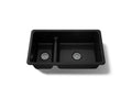 KOHLER K-6625-7 Iron/Tones Smart Divide 33" Top-/Undermount Double-Bowl Kitchen Sink - Black Black
