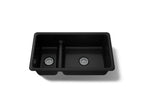 KOHLER K-6625-7 Iron/Tones Smart Divide 33" Top-/Undermount Double-Bowl Kitchen Sink - Black Black