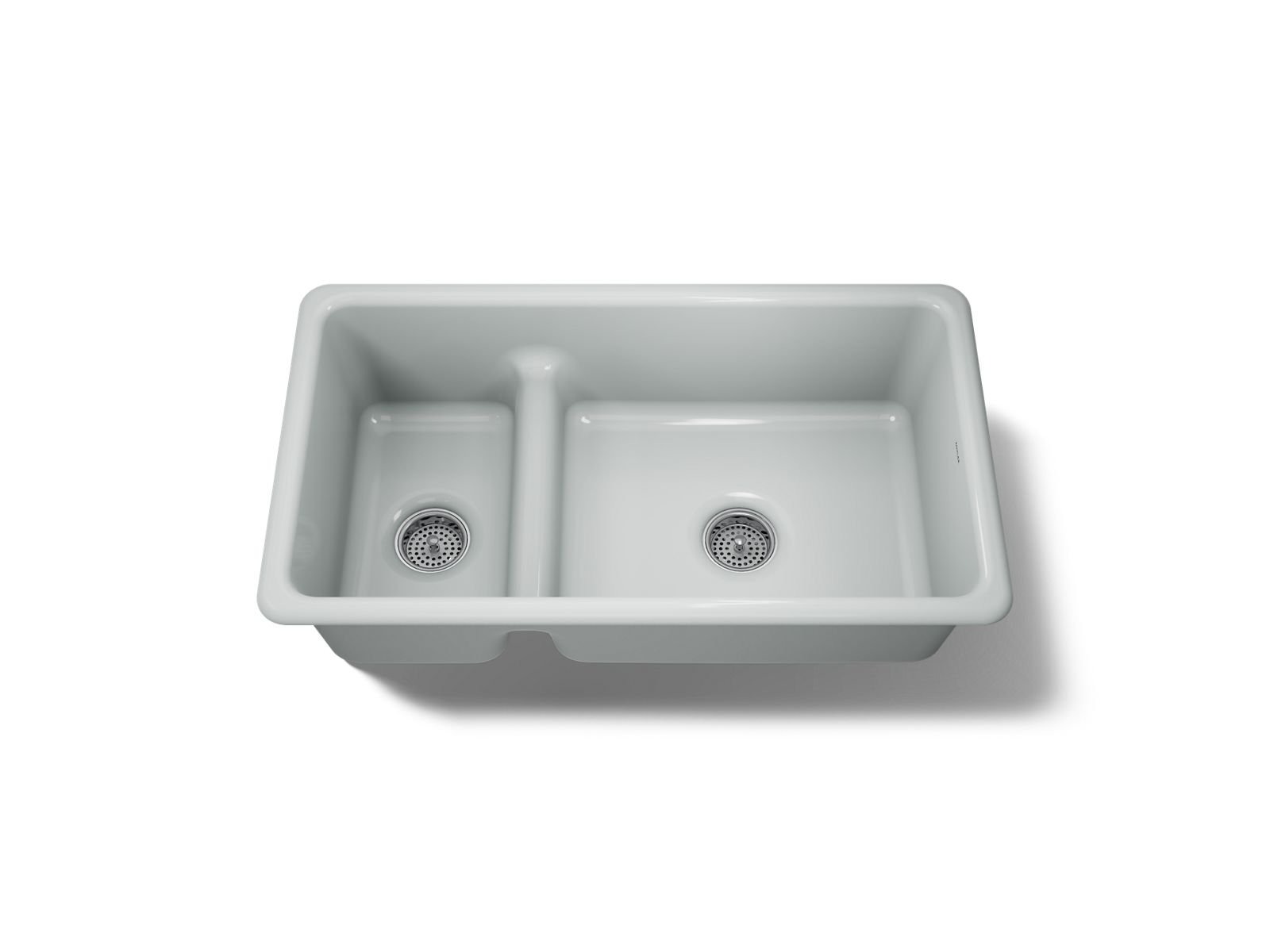 KOHLER K-6625-95 Iron/Tones Smart Divide 33" Top-/Undermount Double-Bowl Kitchen Sink - Ice Grey