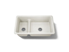 KOHLER K-6625-96 Iron/Tones Smart Divide 33" Top-/Undermount Double-Bowl Kitchen Sink - Biscuit