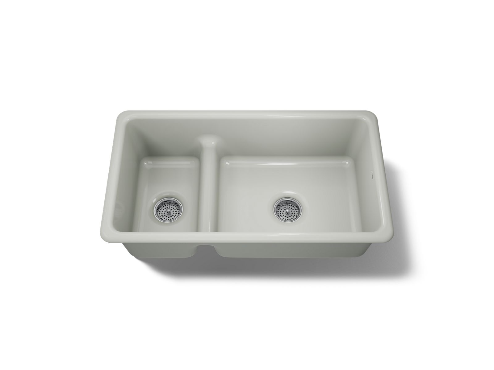 KOHLER K-6625-FF Iron/Tones Smart Divide 33" Top-/Undermount Double-Bowl Kitchen Sink - Sea Salt
