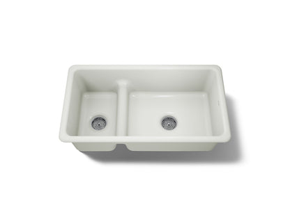 KOHLER K-6625-NY Iron/Tones Smart Divide 33" top-/undermount double-bowl kitchen sink - Dune