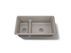 KOHLER K-6625-TRF Iron/Tones Smart Divide 33" Top-/Undermount Double-Bowl Kitchen Sink - Truffle