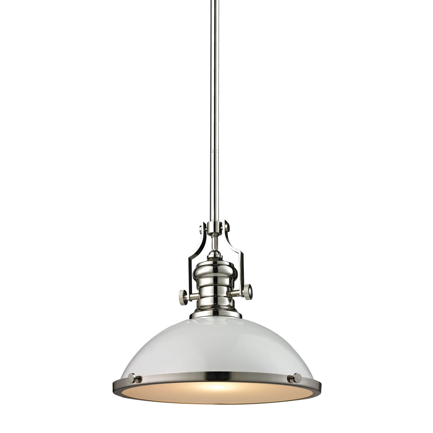 ELK SHOWROOM 66516-1 Chadwick 17'' Wide 1-Light Pendant - Polished Nickel with Gloss White