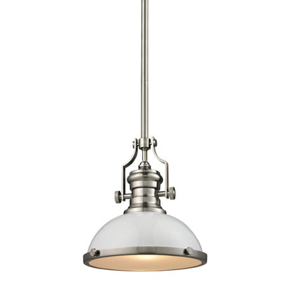 ELK SHOWROOM 66525-1 Chadwick 13'' Wide 1-Light Pendant - Satin Nickel with Gloss White