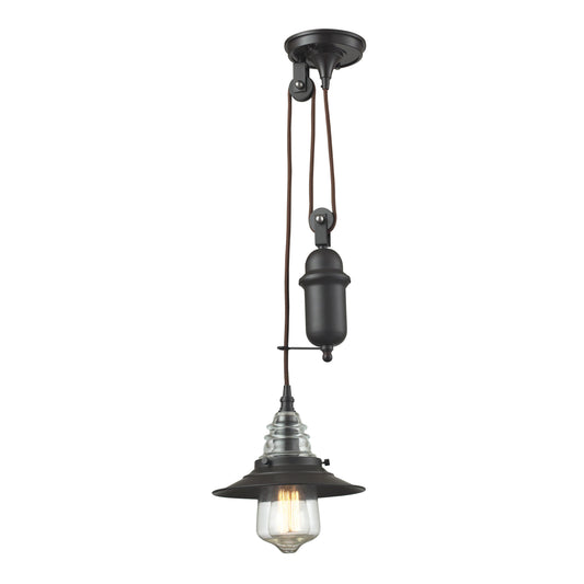 ELK SHOWROOM 66843-1 Insulator Glass 9'' Wide 1-Light Mini Pendant - Oil Rubbed Bronze