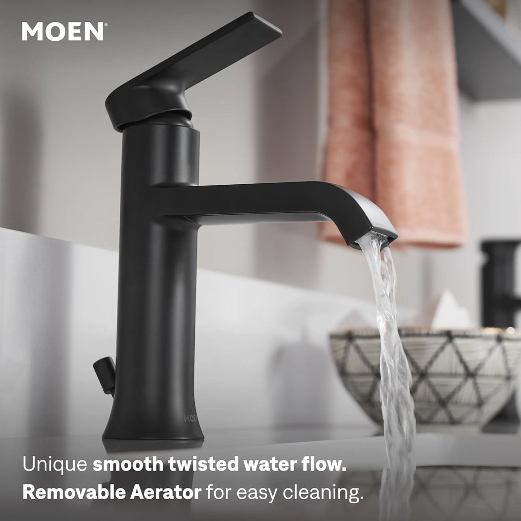 MOEN 6706BL Genta Lx One-Handle Bathroom Sink Faucet - Matte Black