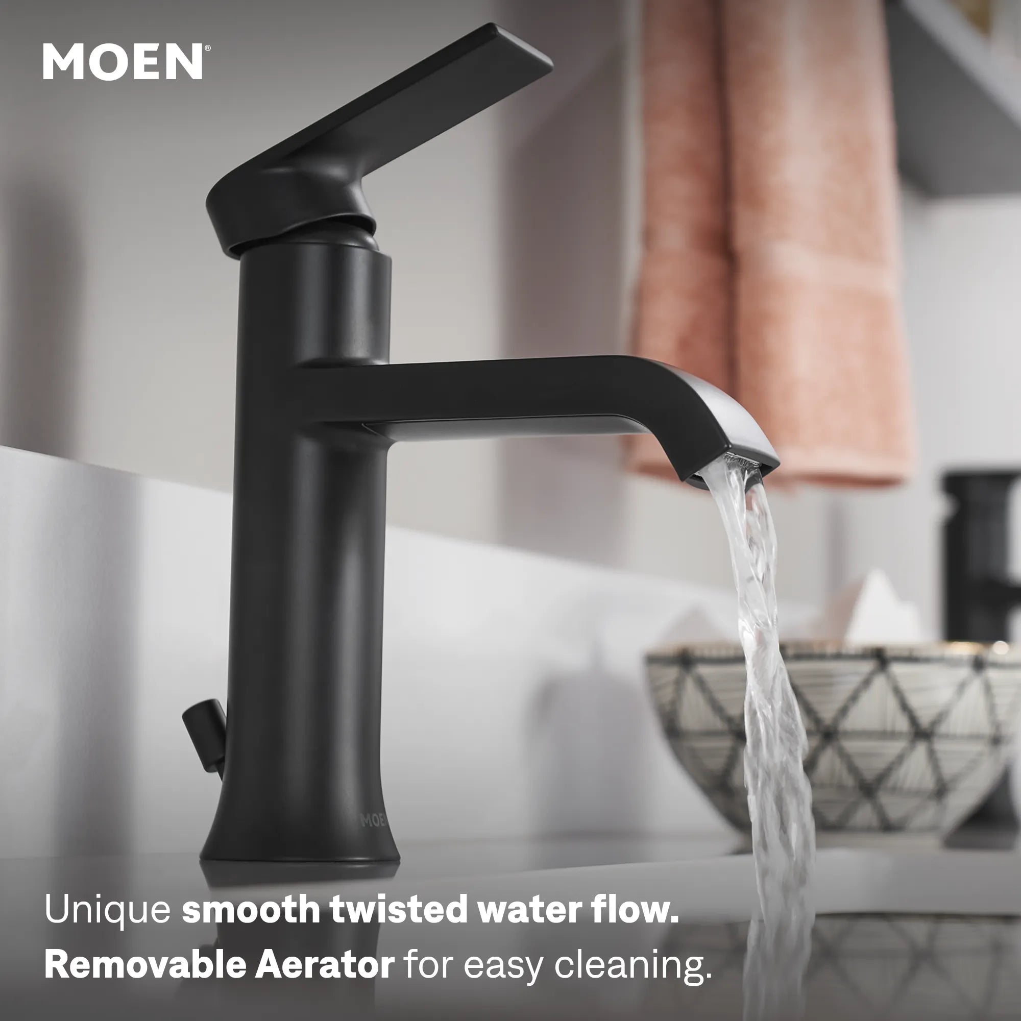 MOEN 6706BL Genta Lx One-Handle Bathroom Sink Faucet - Matte Black
