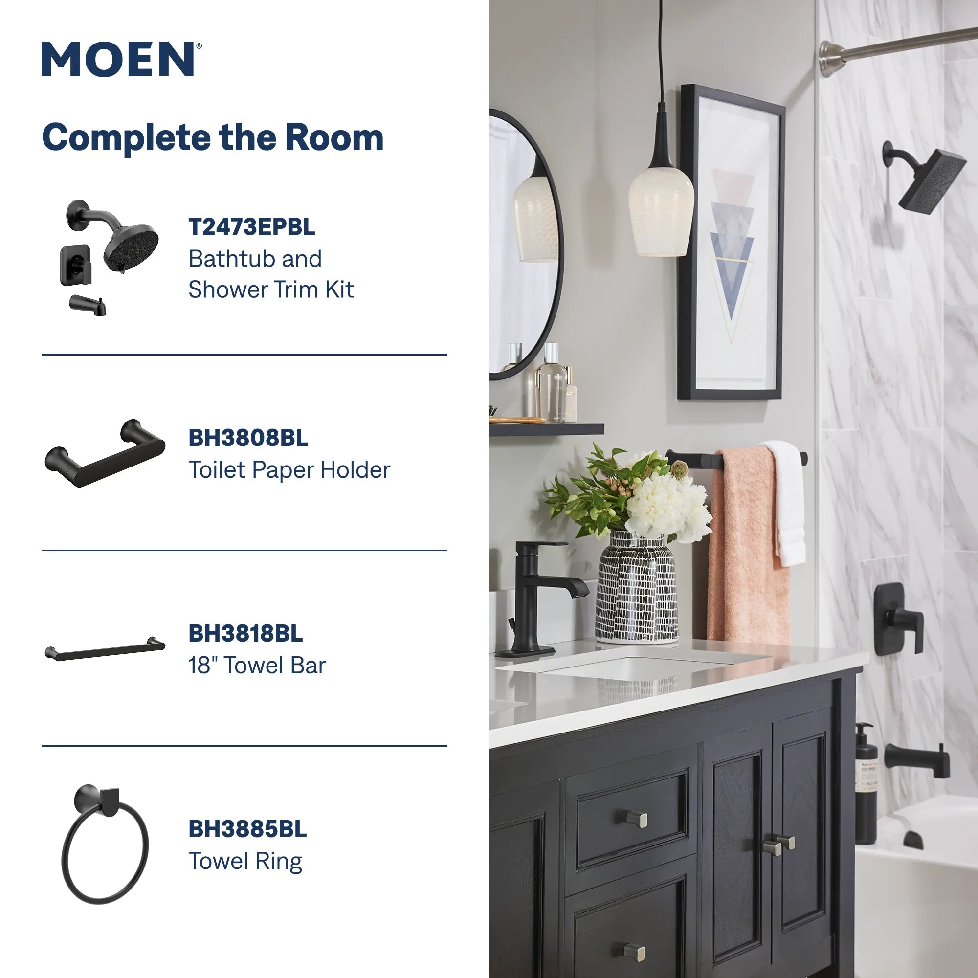 MOEN 6706BL Genta Lx One-Handle Bathroom Sink Faucet - Matte Black