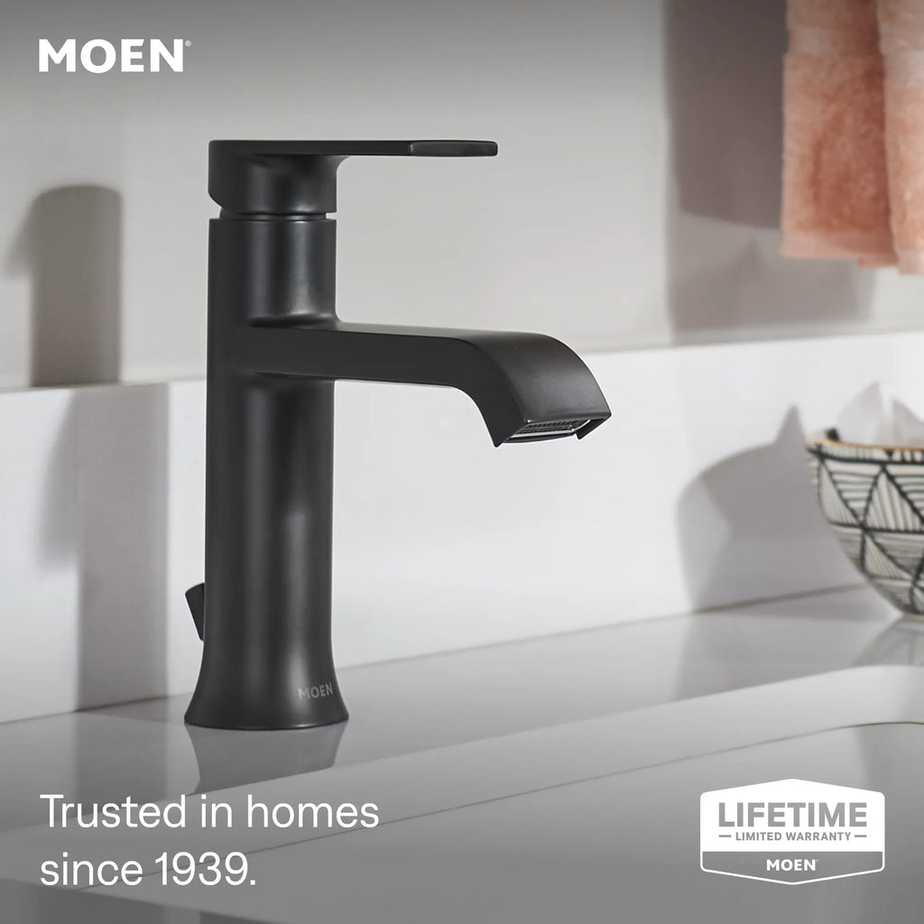 MOEN 6706BL Genta Lx One-Handle Bathroom Sink Faucet - Matte Black