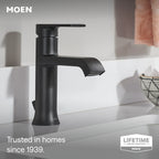 MOEN 6706BL Genta Lx One-Handle Bathroom Sink Faucet - Matte Black