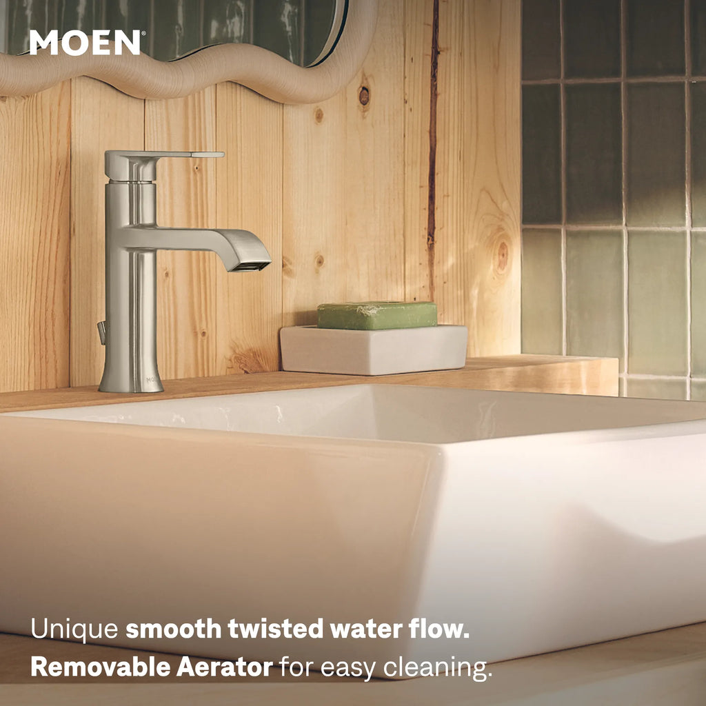 MOEN 6706BN Genta Lx One-Handle Bathroom Sink Faucet - Brushed Nickel
