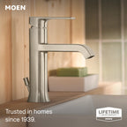 MOEN 6706BN Genta Lx One-Handle Bathroom Sink Faucet - Brushed Nickel