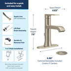 MOEN 6706BN Genta Lx One-Handle Bathroom Sink Faucet - Brushed Nickel