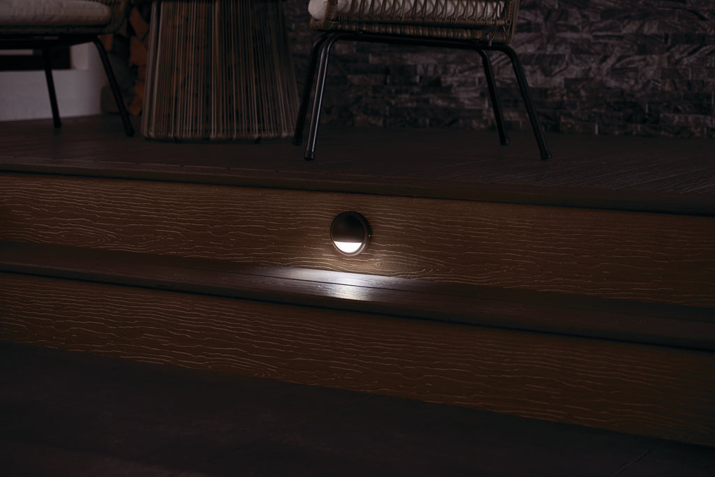 KICHLER 15764AZT30R 12V Led 3000K Half Moon Deck Light Textured Architectural Bronze