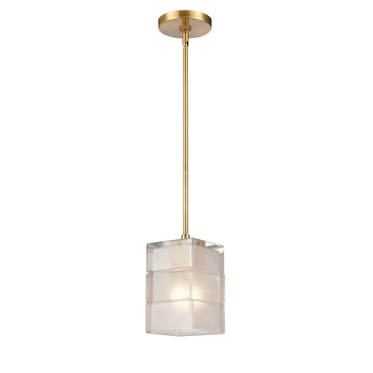 ELK SHOWROOM 67866/1 Ice Blocks 6'' Wide 1-Light Mini Pendant - Satin Brass