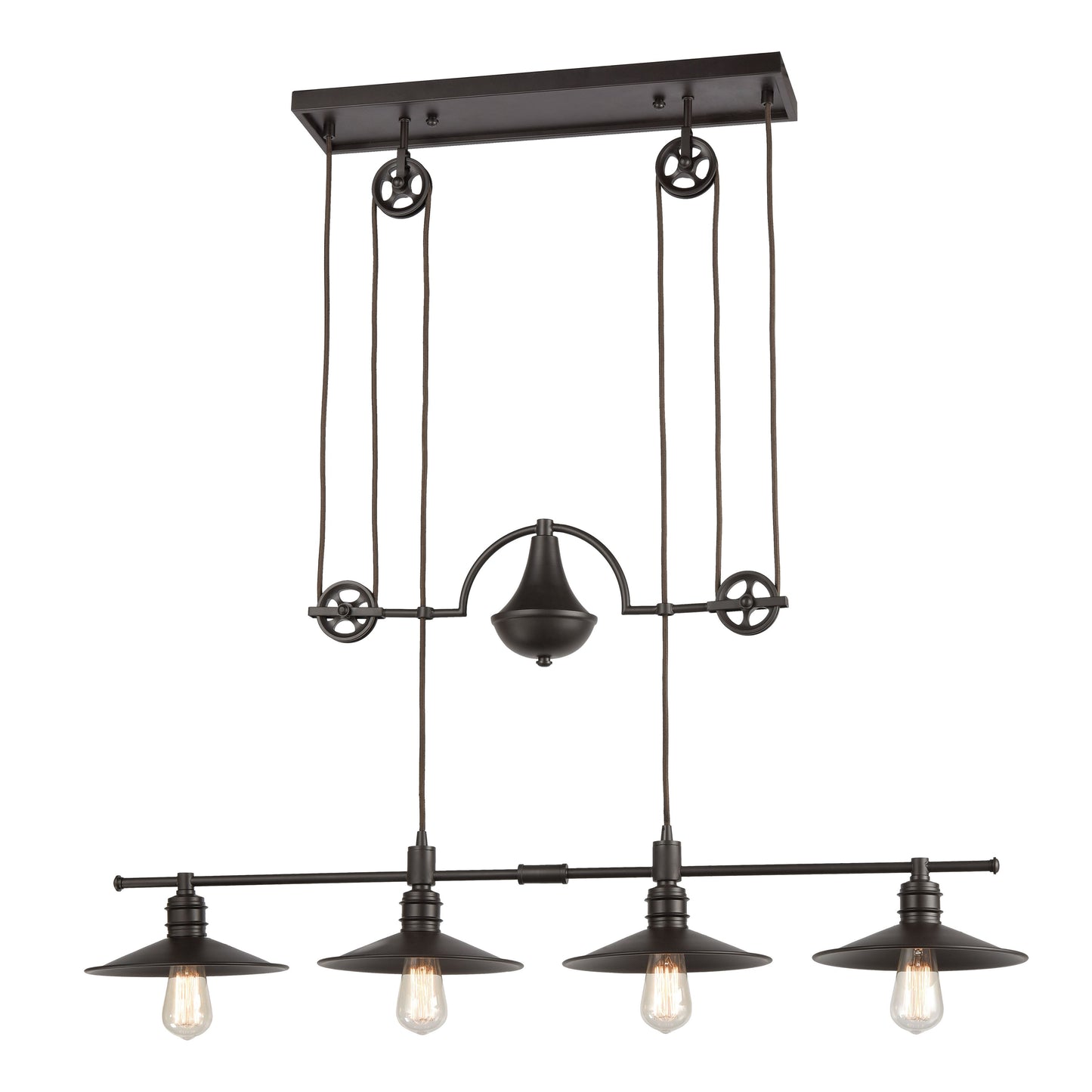 ELK SHOWROOM 69089/4 Spindle Wheel 42'' Wide 4-Light Linear Chandelier - Oil Rubbed Bronze