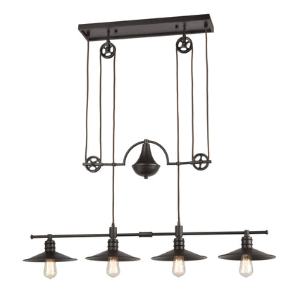 ELK SHOWROOM 69089/4 Spindle Wheel 42'' Wide 4-Light Linear Chandelier - Oil Rubbed Bronze