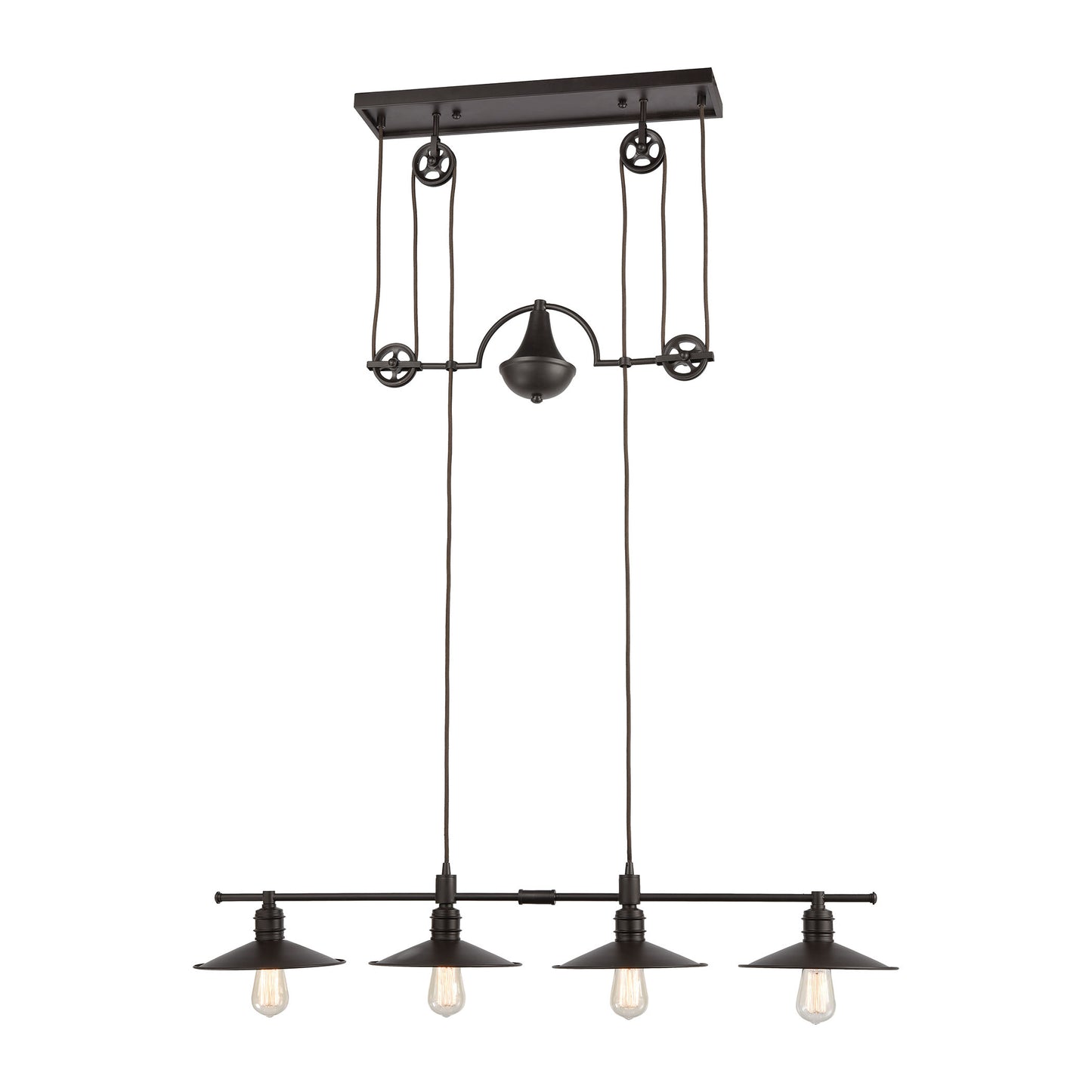 ELK SHOWROOM 69089/4 Spindle Wheel 42'' Wide 4-Light Linear Chandelier - Oil Rubbed Bronze