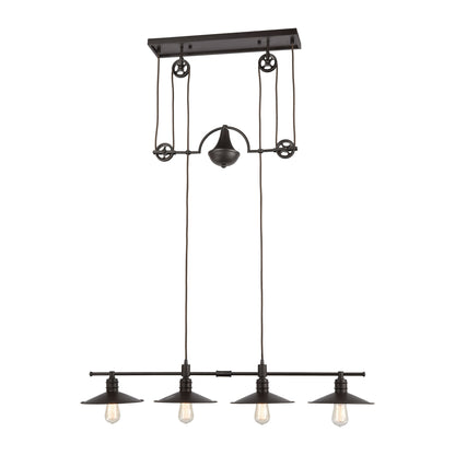 ELK SHOWROOM 69089/4 Spindle Wheel 42'' Wide 4-Light Linear Chandelier - Oil Rubbed Bronze