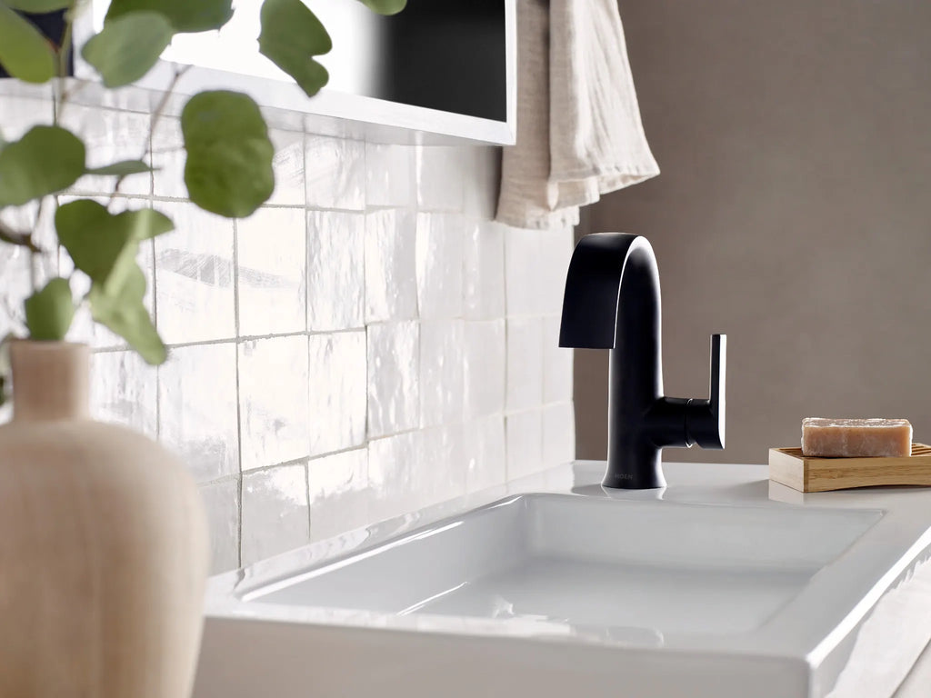 MOEN S6910BL Doux One-Handle Bathroom Sink Faucet - Matte Black