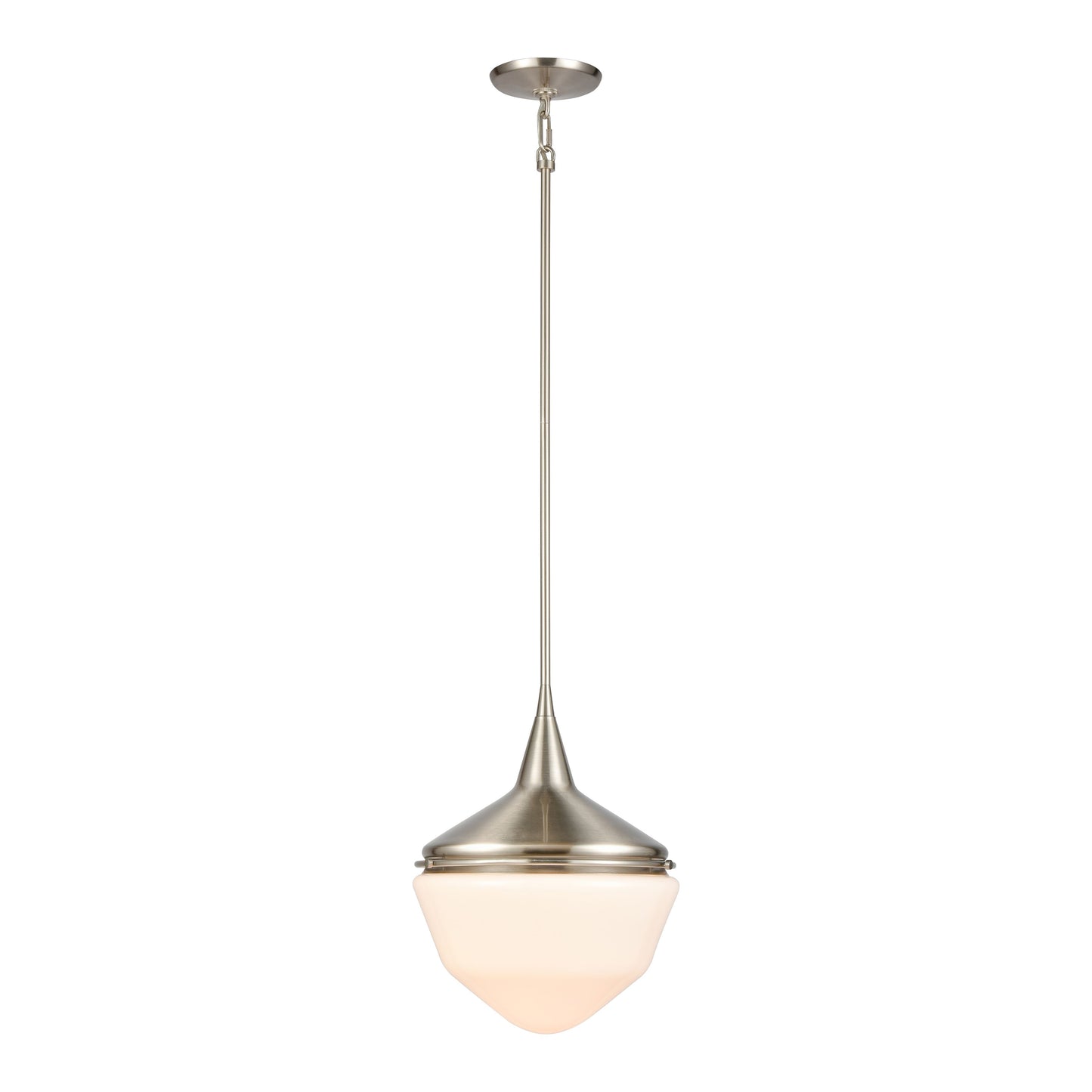 ELK SHOWROOM 69285/1 Mid-Century Schoolhouse 12'' Wide 1-Light Mini Pendant - Satin Nickel